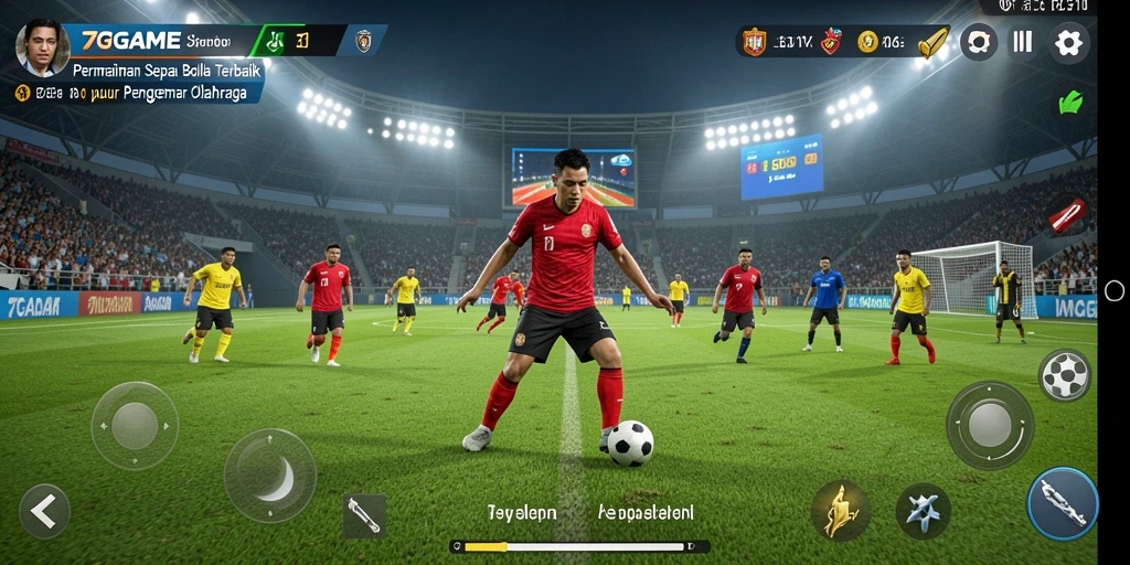 Tampilan gameplay mendebarkan dalam 7GAME yang menampilkan sepakan keras ke gawang.