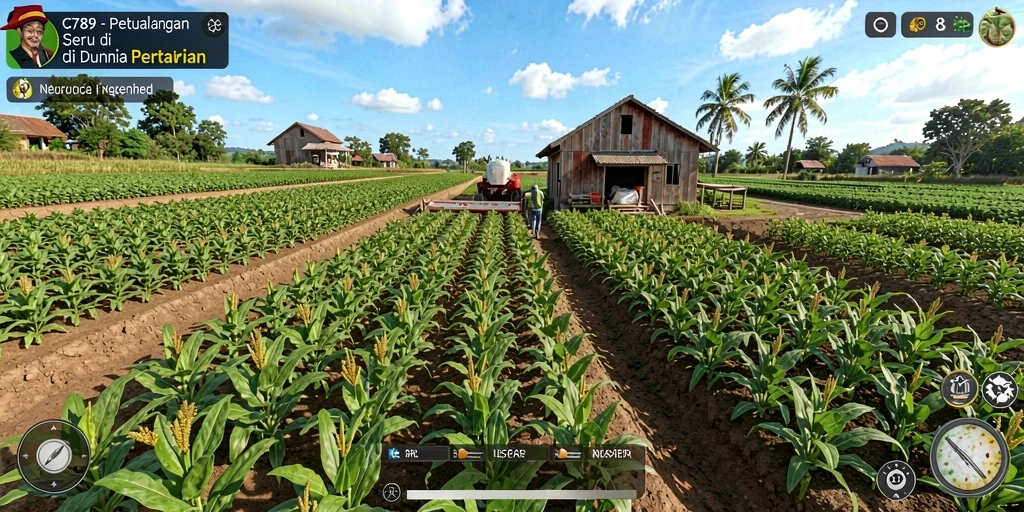 Tampilan screenshot C789 menampilkan lahan pertanian yang indah dan penuh warna.