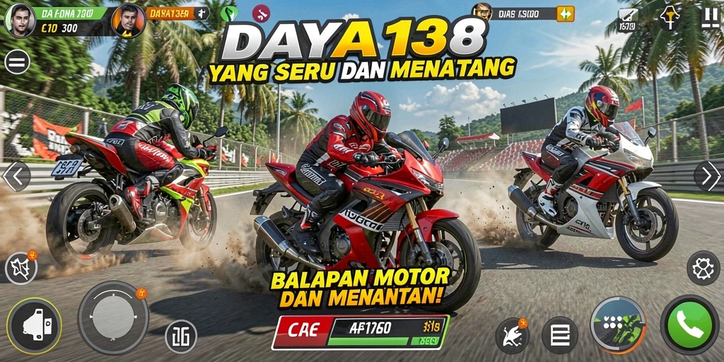 Tampilan gameplay balapan motor yang seru dan realistis di DAYA138.