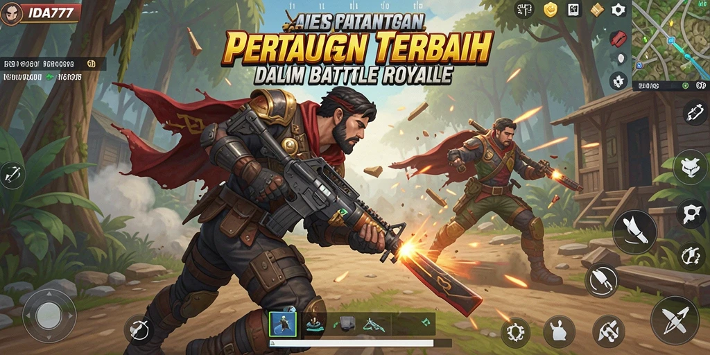 Tangkapan layar permainan IDA777 memperlihatkan aksi battle royale yang mendebarkan.