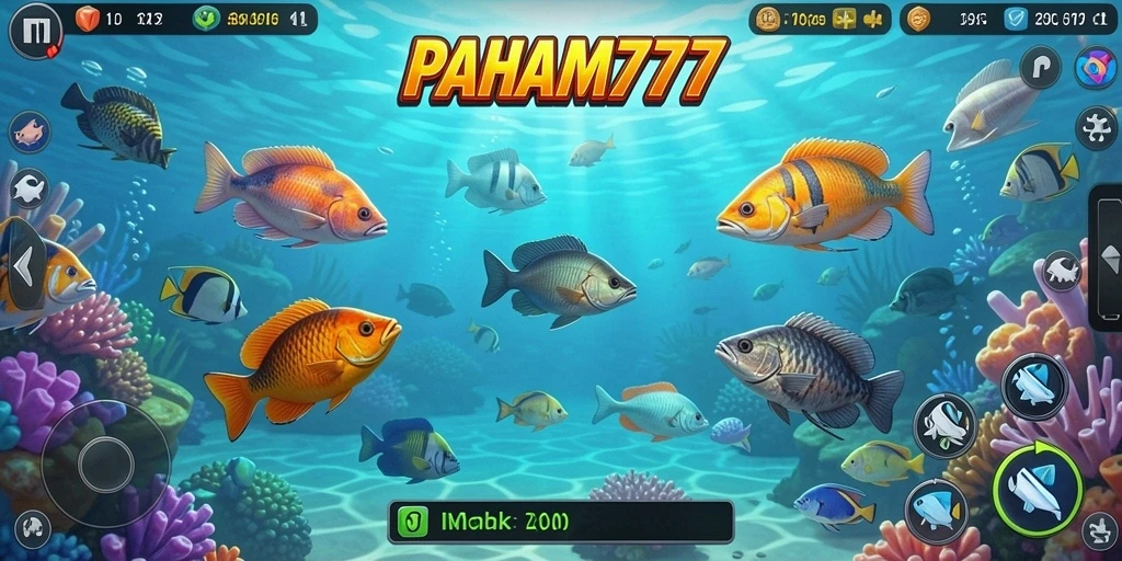 Gameplay seru PAHAM777 dengan berbagai jenis ikan untuk ditangkap.