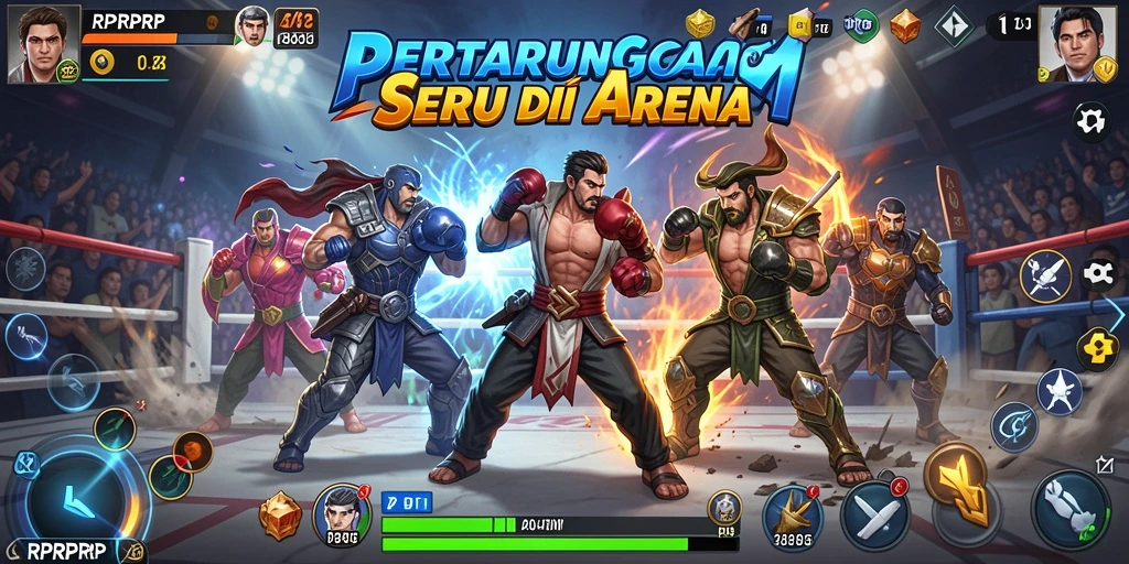 Screenshot gameplay RPRPRP menunjukkan aksi pertarungan yang dinamis.